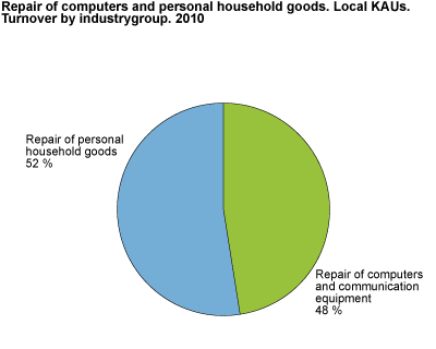 Turnover by main industry. Repairs of computers and personal household goods. Local KAUs. 2010