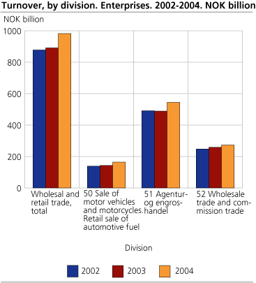 Turnover, by division. Enterprises. 2002-2004