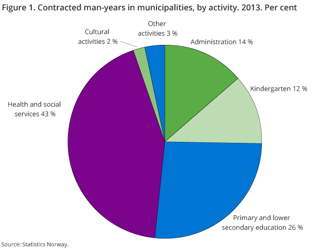 Figure 1. Contracted man-years in municipalities, by activity. 2013. Per cent Figure 1. Contracted man-years in municipalities, by activity. 2013. Per cent
