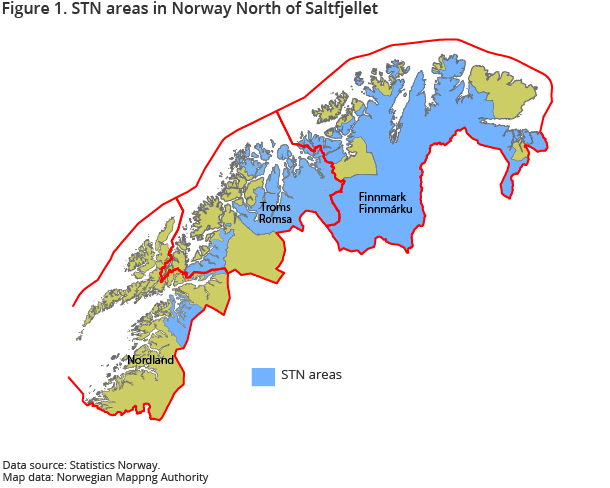 Figure 1. STN areas in Norway North of Saltfjellet Figure 1. STN areas in Norway North of Saltfjellet