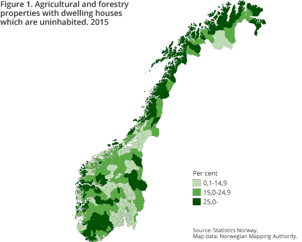 Figure 1. Agricultural and forestry properties with dwelling houses which are uninhabited. 2015 Figure 1. Agricultural and forestry properties with dwelling houses which are uninhabited. 2015